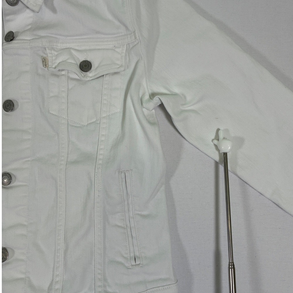 Levis Womens White Denim Trucker Jacket Large Stretch Cotton 77306-0004 - Picture 5 of 9